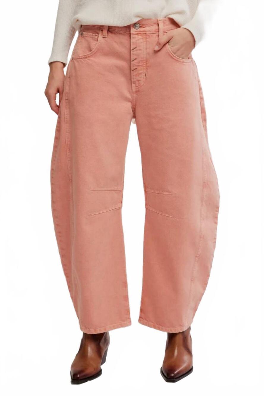 NEW FREE PEOPLE good luck mid rise barrel jeans in desert petal